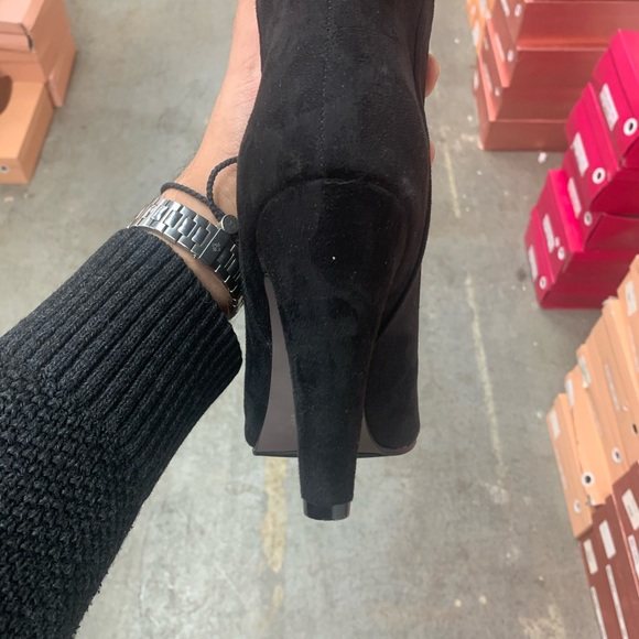 Knee High Block Heel Boots in Black Faux Suede VEGAN 8.5/9 - Picture 5 of 9